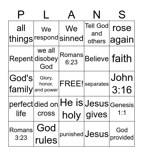 God's Plan for Me Bingo Card