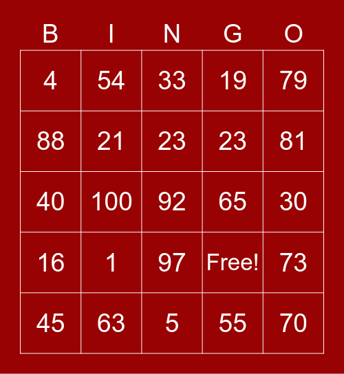 Lucky Bingo Card