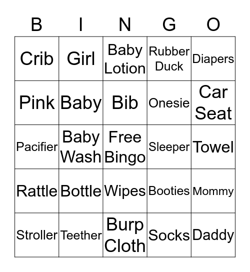 Katlin's Baby Bingo  Bingo Card