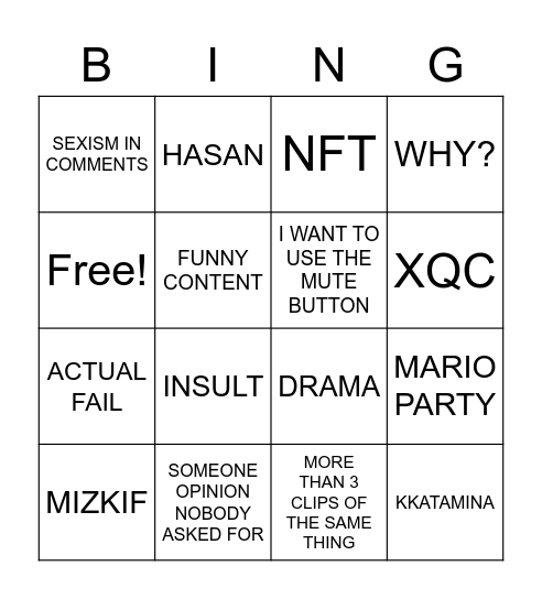 Untitled Bingo Card