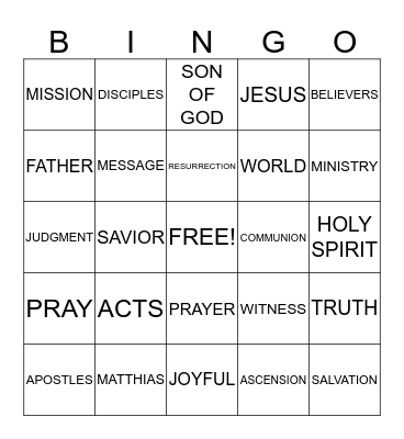 Bible Bingo Card