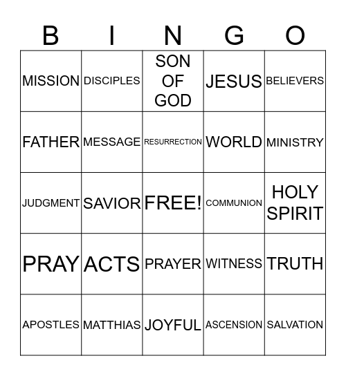 Bible Bingo Card