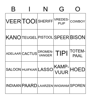 Wild west Bingo Card