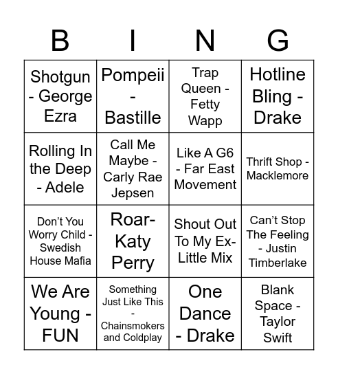 2010's Bingo! Bingo Card