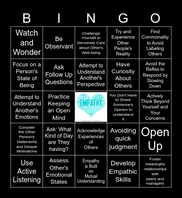 Empathy Bingo Card