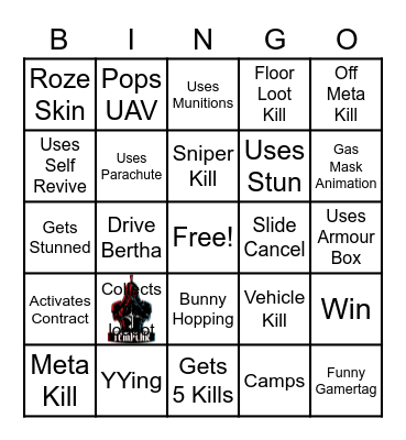 Solo Warzone Bingo Card