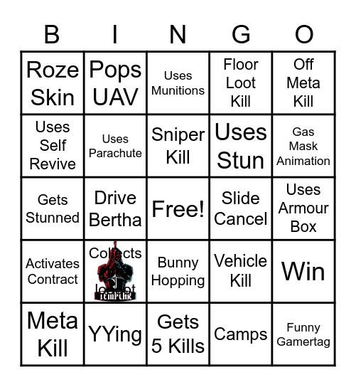 Solo Warzone Bingo Card