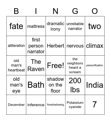Mysterious Stories Bingo Card