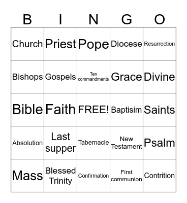 2nd Grade RE Bingo Card
