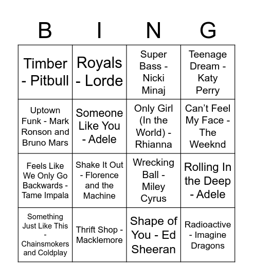 2010's Bingo! Bingo Card