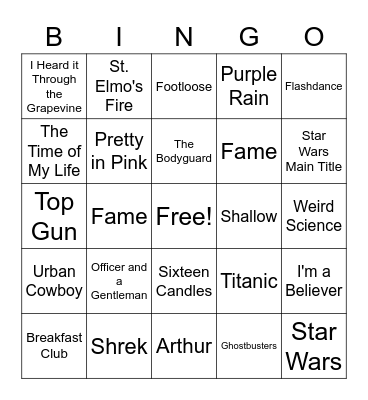 Donkeys Movie Theme Songs Bingo Card