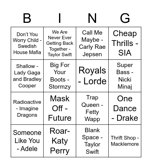 2010's Bingo! Bingo Card