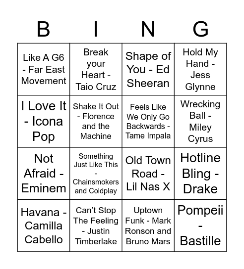 2010's Bingo! Bingo Card