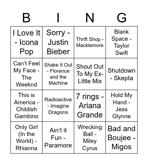 2010's Bingo! Bingo Card