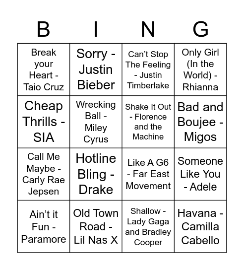 2010's Bingo! Bingo Card