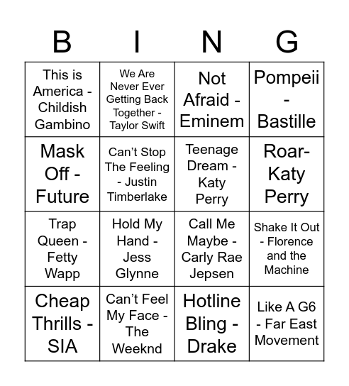 2010's Bingo Card