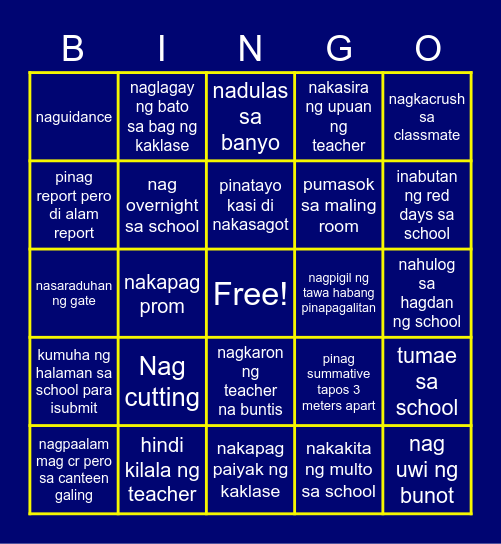 KUMUSTAHAN WITH SHA - FTF CARD Bingo Card