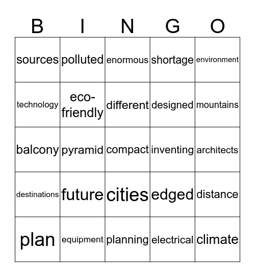 Future Planning Bingo Card