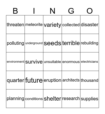 Saving for the Future Bingo Card