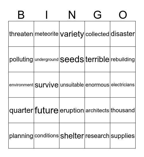 Saving for the Future Bingo Card