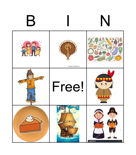 thanksgiving Bingo Card