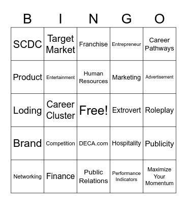 DECA Bingo Card