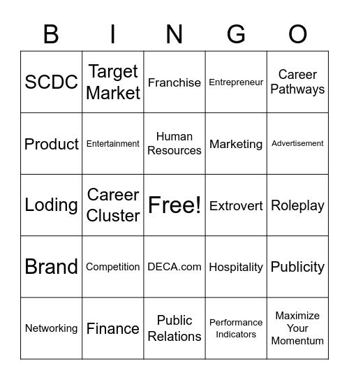 DECA Bingo Card