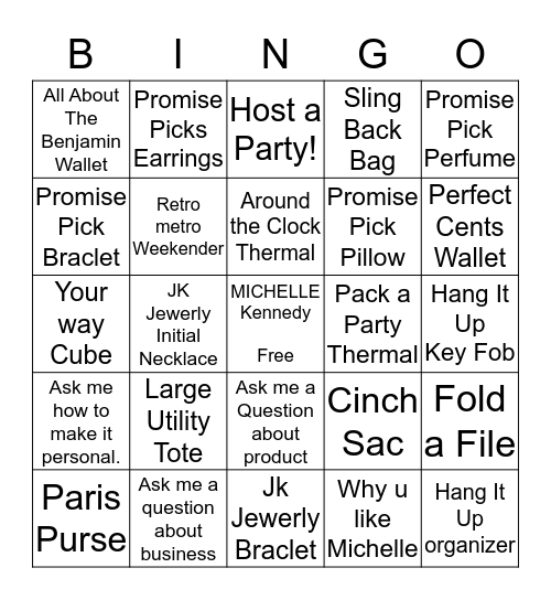 Thirty-One Bingo Card