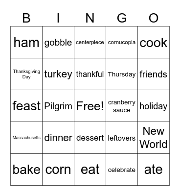 Thanksgiving Bingo Card