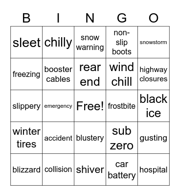 Winter 2021/2022 Bingo Card