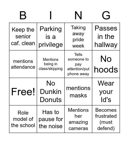 Mrs Kruser Bingo Card