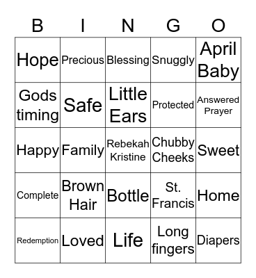 Rebekah Kristine Bingo Card