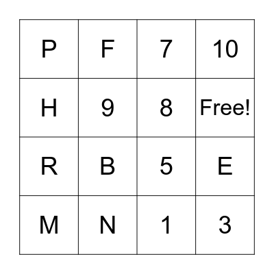 Bingo Time/ Pre First Bingo Card