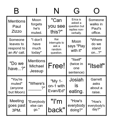 Team Meeting Bing (Zylowski Edition) Bingo Card