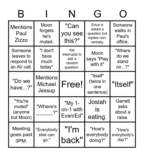 Team Meeting Bing (Zylowski Edition) Bingo Card