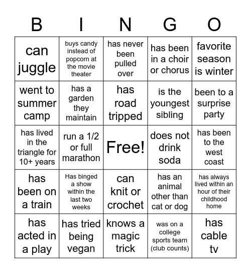 Someone who Bingo Card