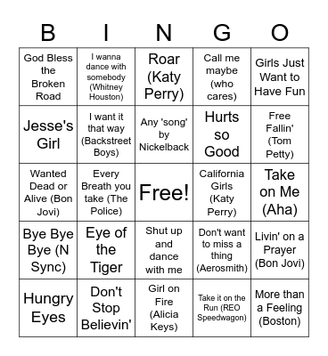 Civil Division Bingo - Music Edition Bingo Card