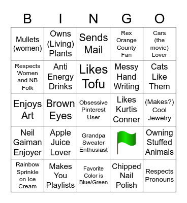 Green Flag Bingo Card