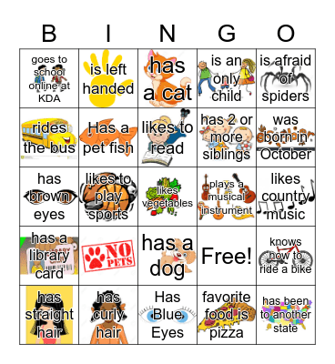 Get to know you bingo Card
