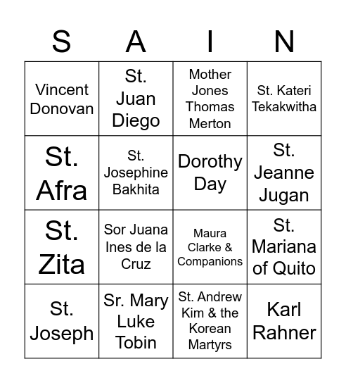 saint-bingo-card