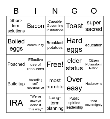 Native Nation Rebuilding Bingo Card