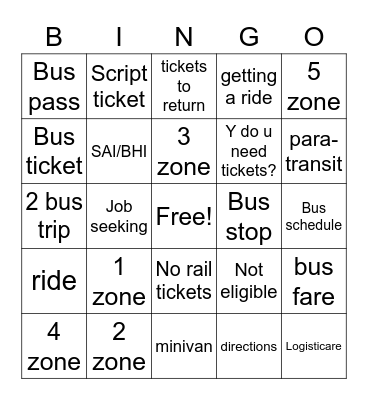 Transportation - 2 Bingo Card