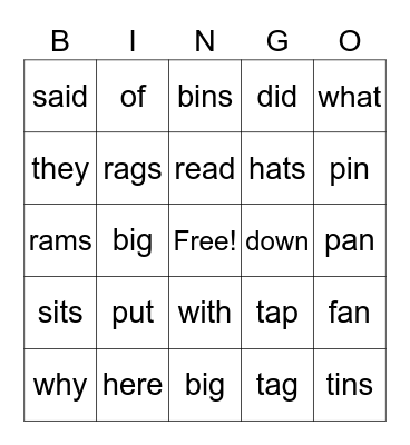 Thanksgiving Bingo Card