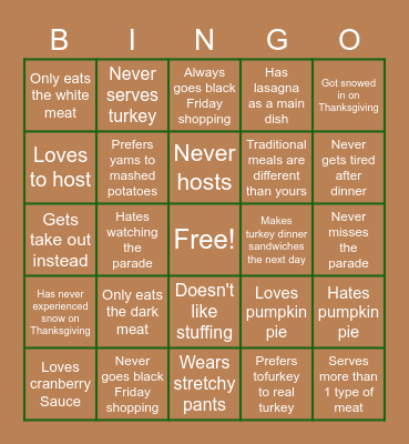 Friendsgiving Bingo Card
