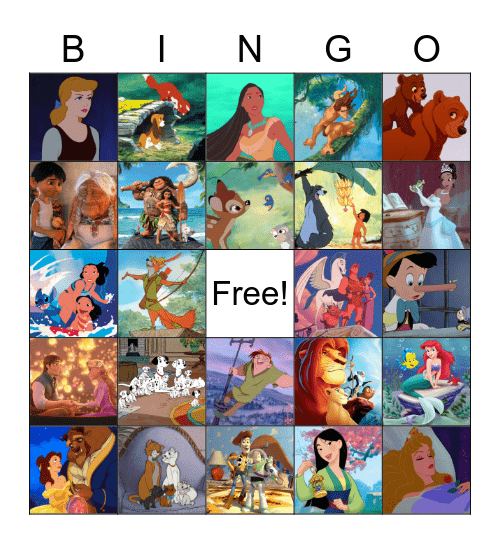 Disney Movie Music Bingo Card