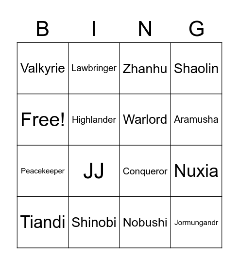 "Rare" For Honor Dominion Bingo Card