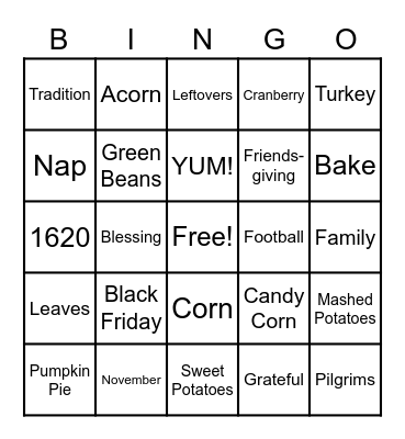 THANKSGIVING Bingo Card