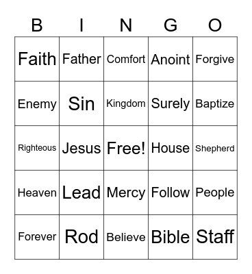 Our Faith Bingo Card
