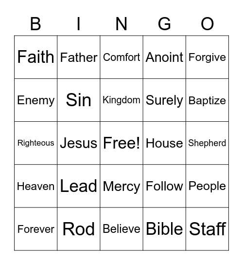 Our Faith Bingo Card