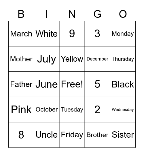 Untitled Bingo Card